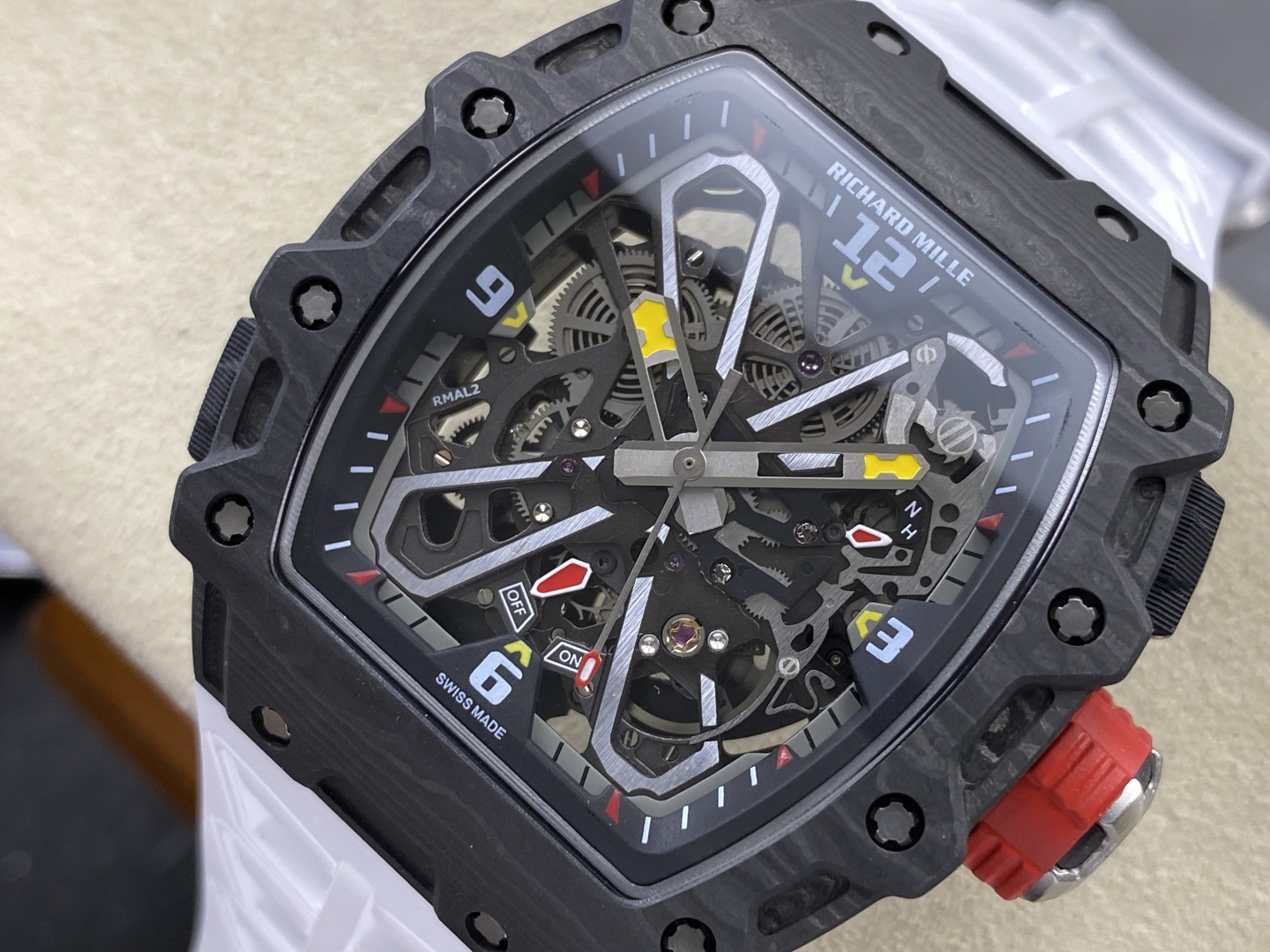 Richard Mille RM 035 RM35 Carbon composite 43.15 x 49.95 mm Skeleton / openworked CLEAN Factory Configuration 684098 1:1 Superclone - Image 11