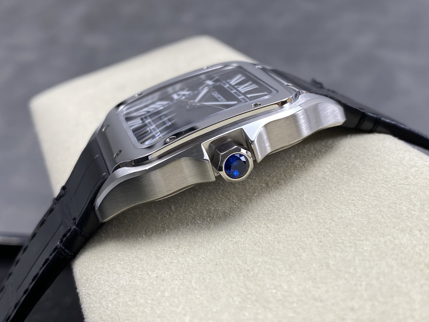 Cartier Santos Stainless steel Rubber strap 39.8 x 47.5 mm Configuration BCAA11 1:1 Superclone - Image 4