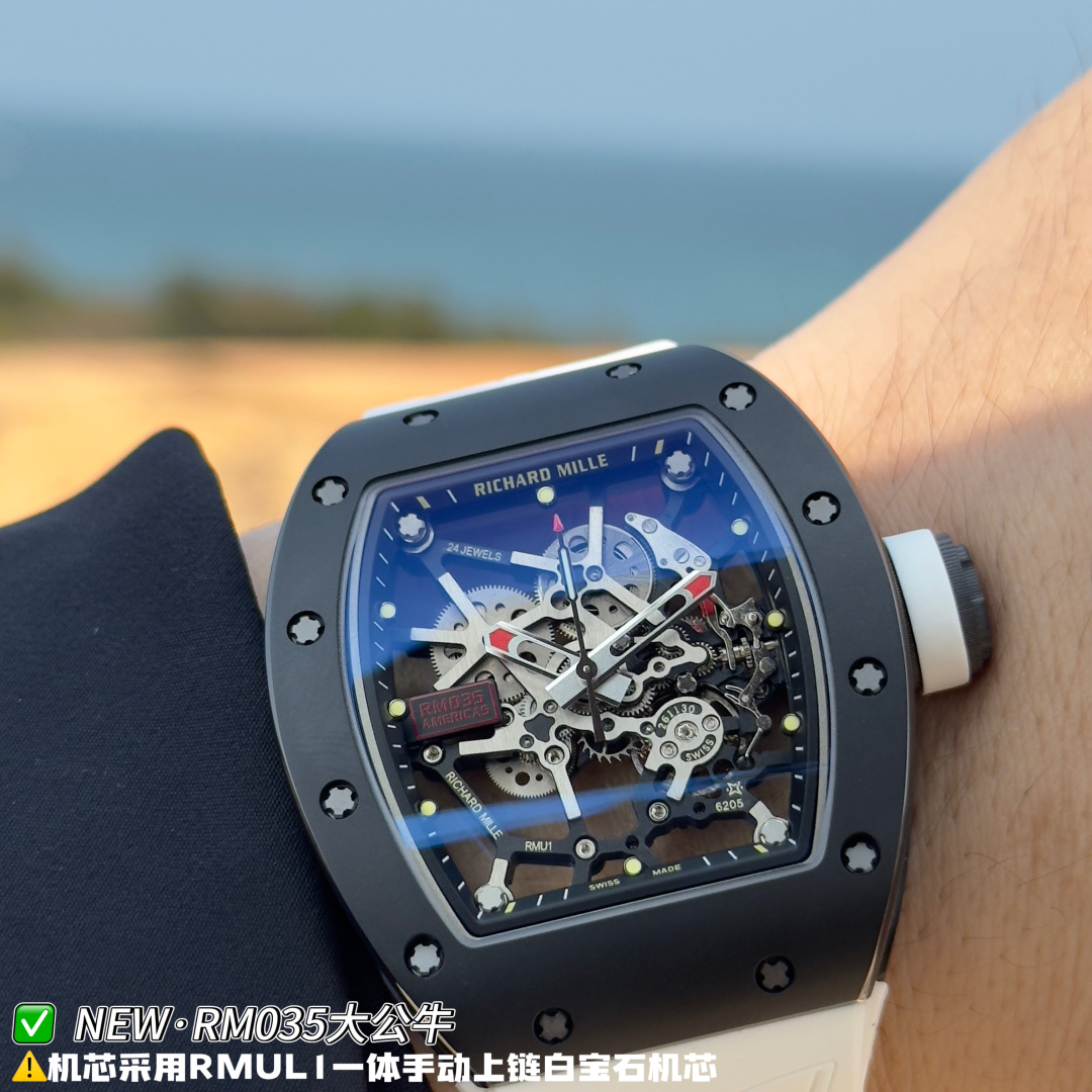 Richard Mille RM 035 RM035 Black Rubber strap Manual-wind Configuration 91937B 1:1 Superclone - Image 7
