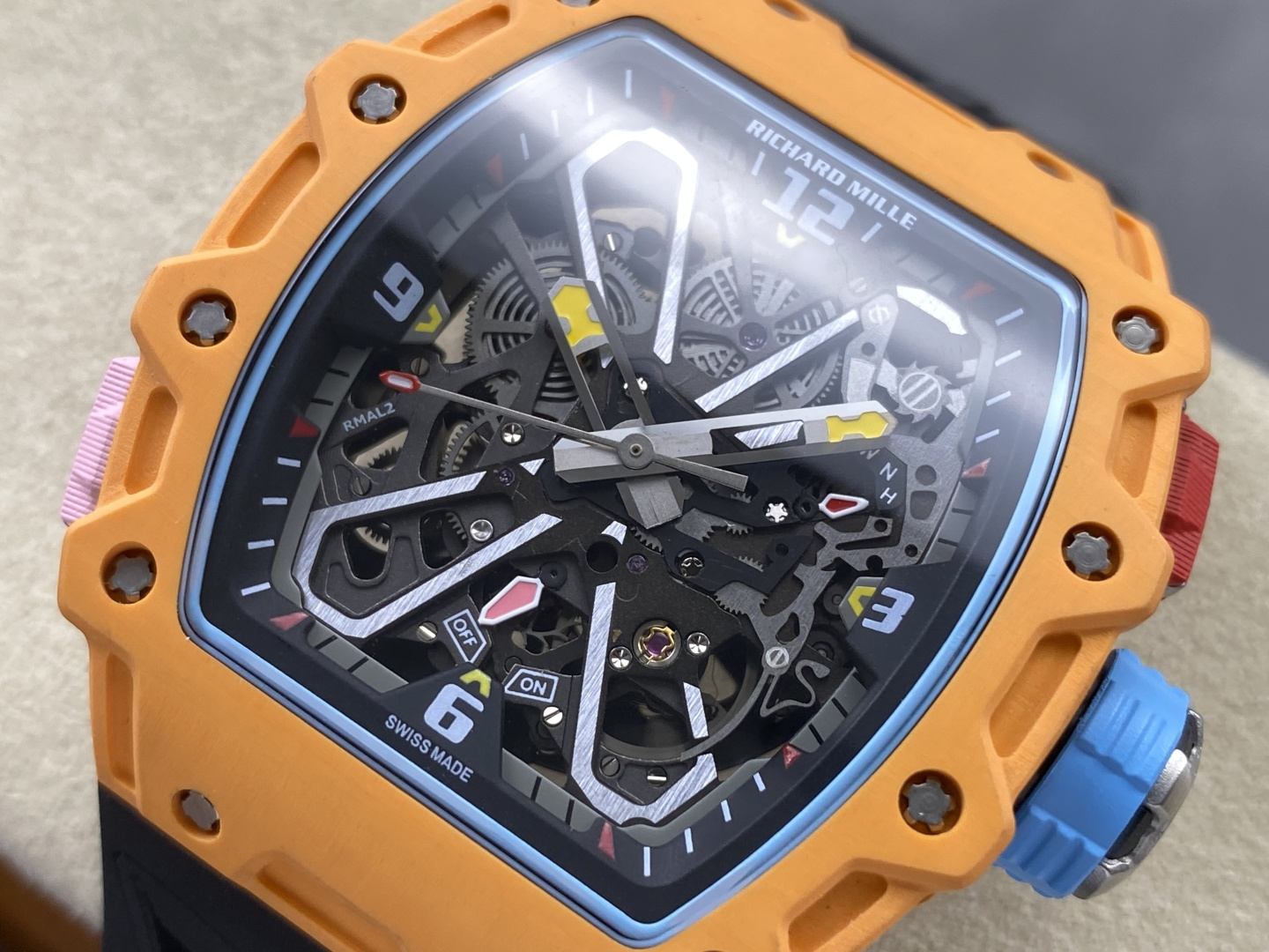 Richard Mille RM 035 RM35 Carbon composite 43.15 x 49.95 mm Skeleton / openworked CLEAN Factory Configuration 78BEE2 1:1 Superclone - Image 10