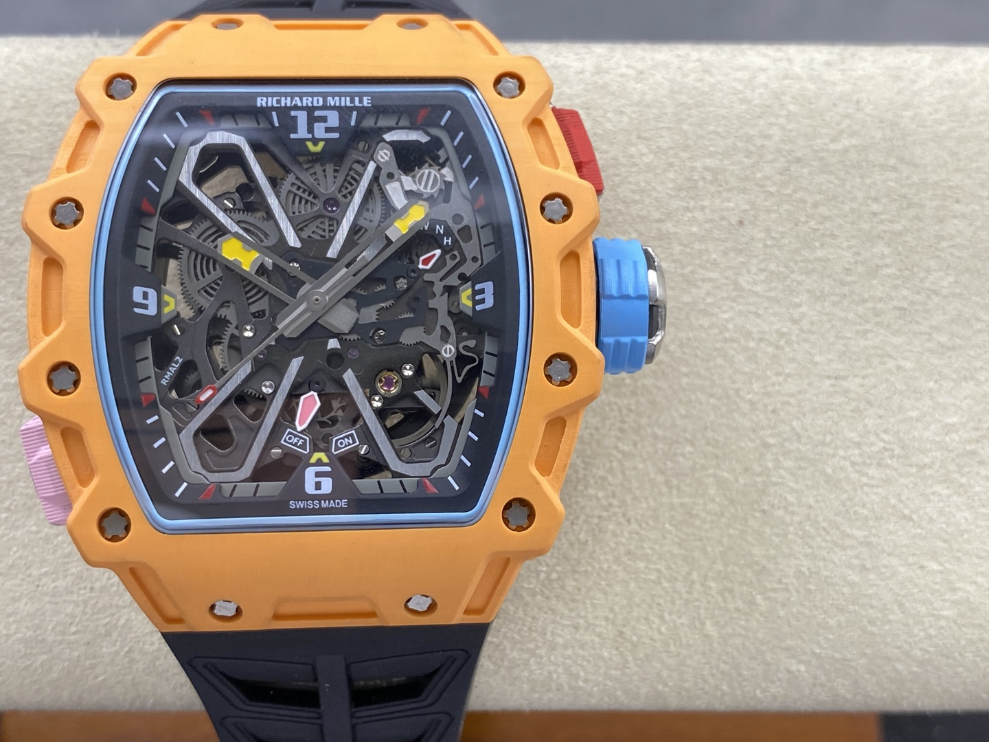 Richard Mille RM 035 RM35 Carbon composite 43.15 x 49.95 mm Skeleton / openworked CLEAN Factory Configuration 78BEE2 1:1 Superclone - Image 12