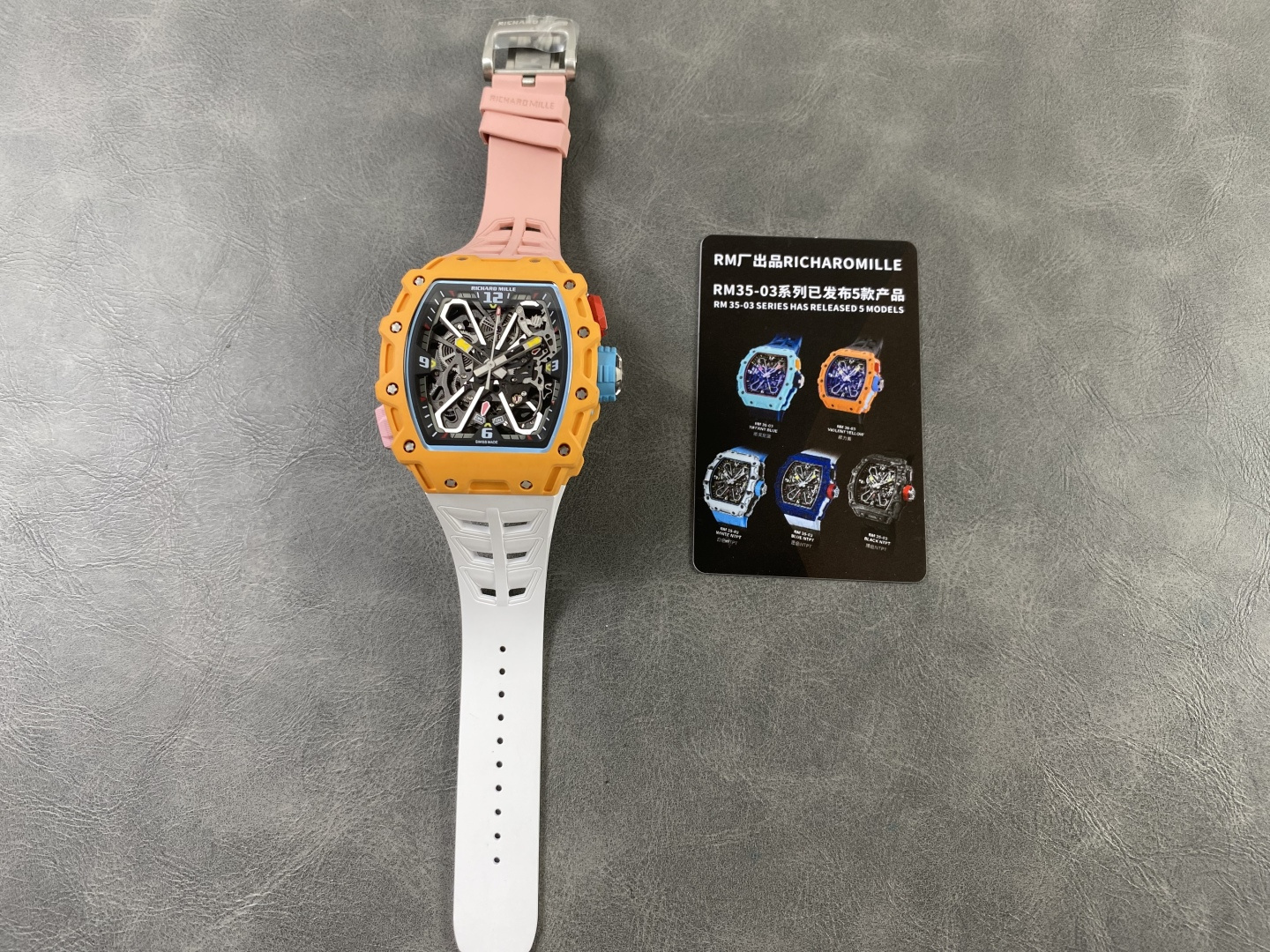 Richard Mille RM 035 RM35 Carbon composite 43.15 x 49.95 mm Skeleton / openworked CLEAN Factory Configuration 09FB4D 1:1 Superclone - Image 7