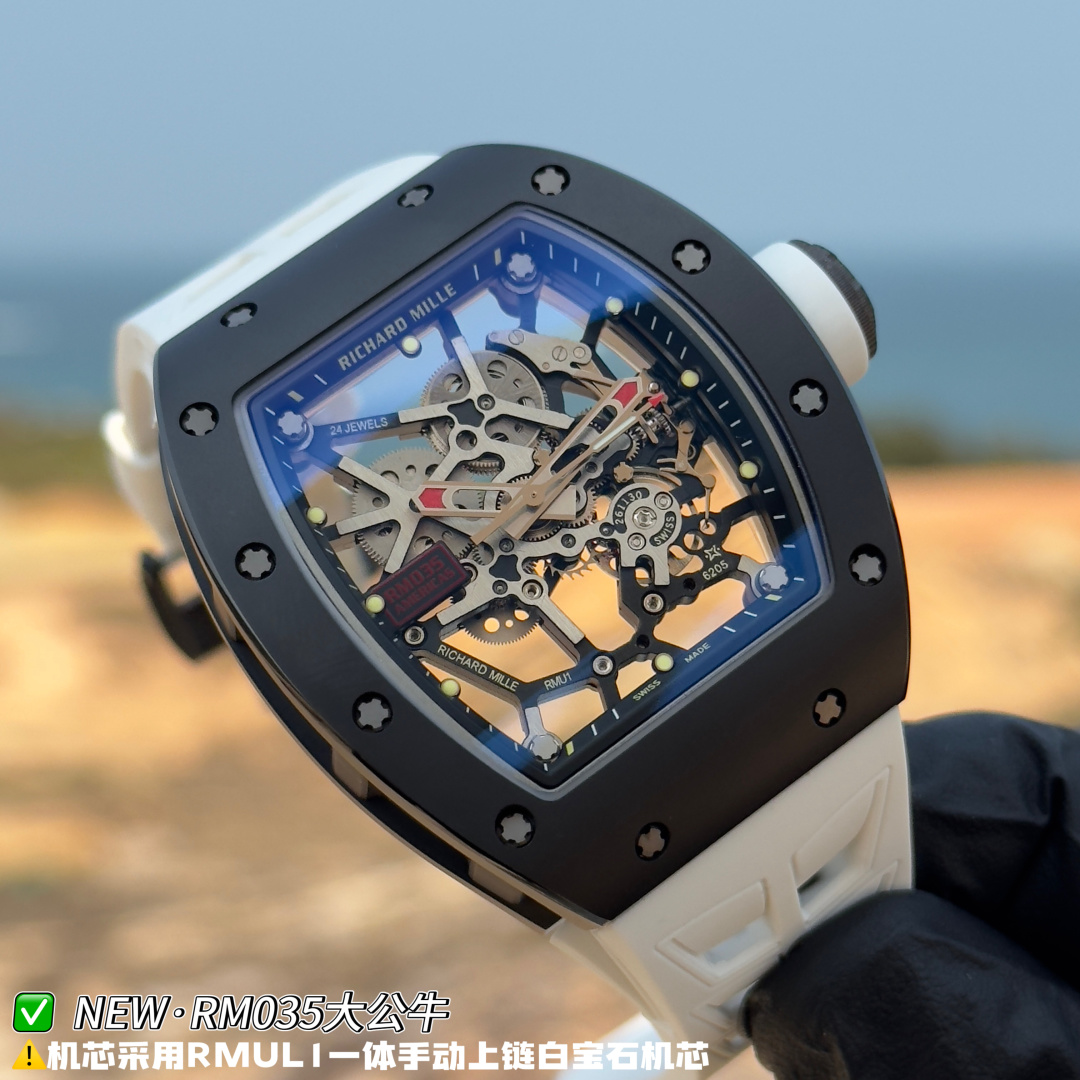 Richard Mille RM 035 RM035 Black Rubber strap Manual-wind Configuration 91937B 1:1 Superclone - Image 2