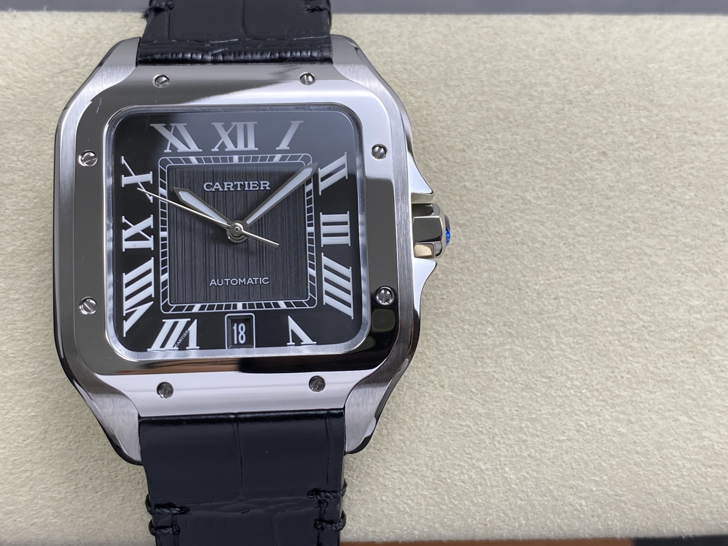 Cartier Santos Stainless steel Rubber strap 39.8 x 47.5 mm Configuration BCAA11 1:1 Superclone - Image 11