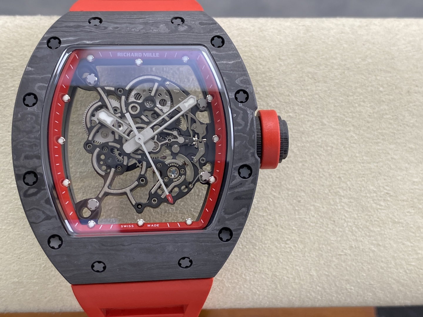 Richard Mille RM 055 RM055 Carbon composite Rubber strap 49.90 x 42.70 mm Configuration 040740 1:1 Superclone - Image 10