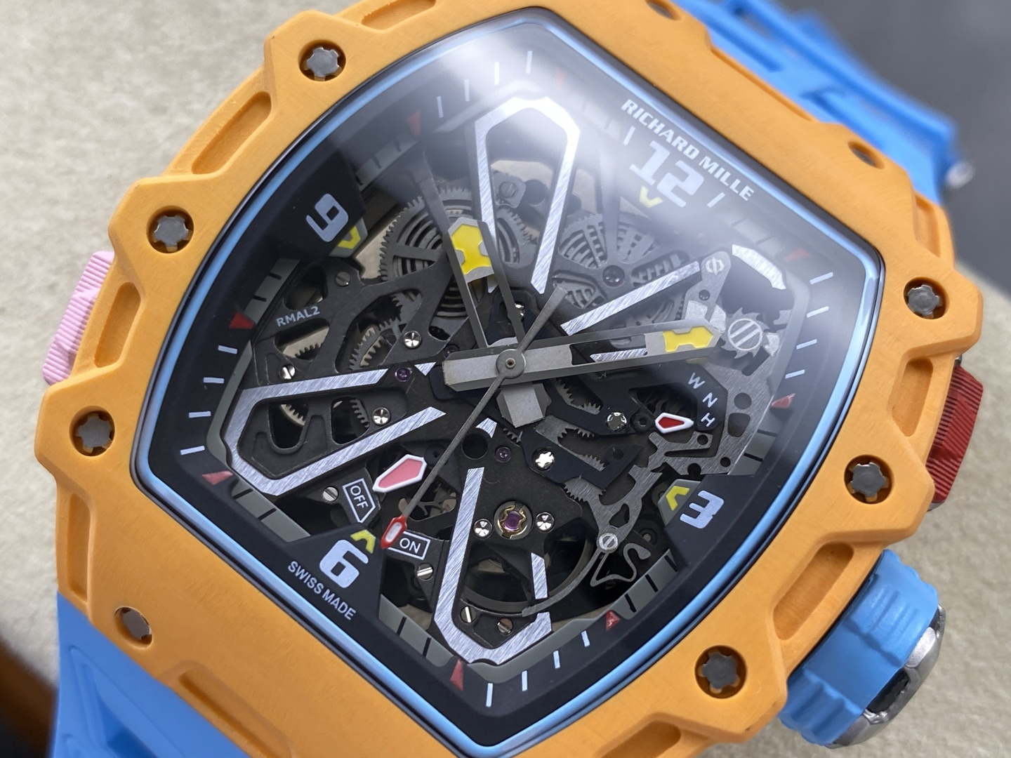 Richard Mille RM 035 RM35 Carbon composite 43.15 x 49.95 mm Skeleton / openworked CLEAN Factory Configuration EFEDF2 1:1 Superclone - Image 12