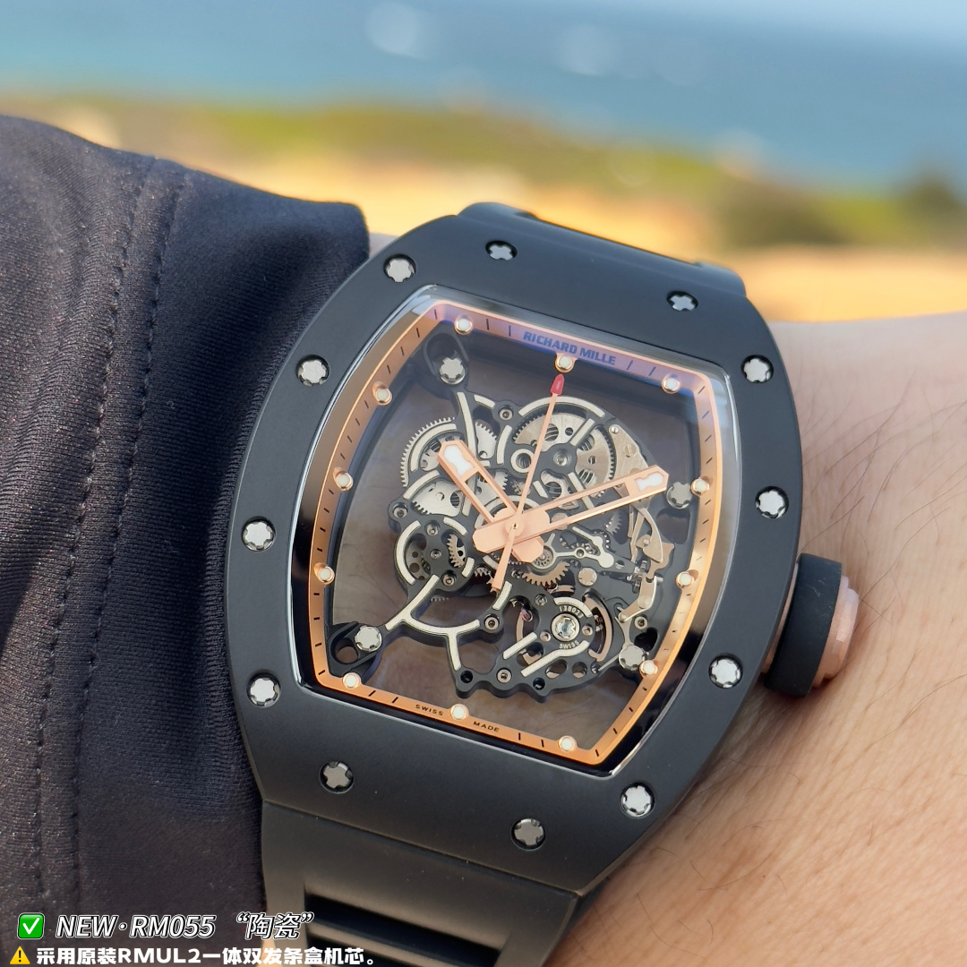 Richard Mille RM 055 RM055 White Ceramic Rubber strap 49.90 x 42.70 mm Configuration 0FBA99 1:1 Superclone - Image 6