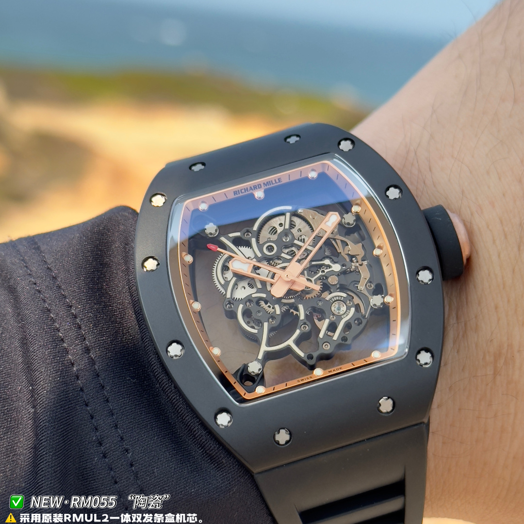 Richard Mille RM 055 RM055 White Ceramic Rubber strap 49.90 x 42.70 mm Configuration 0FBA99 1:1 Superclone - Image 5