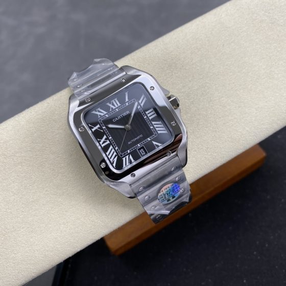 Cartier Santos Stainless steel Rubber strap 39.8 x 47.5 mm Configuration 243F0F 1:1 Superclone