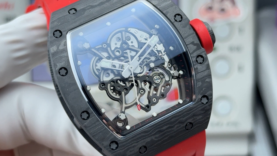 Richard Mille RM 055 RM055 Black Carbon composite Rubber strap 49.90 x 42.70 mm Configuration 998882 1:1 Superclone