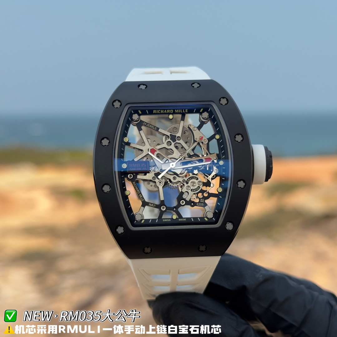 Richard Mille RM 035 RM035 Black Rubber strap Manual-wind Configuration 91937B 1:1 Superclone - Image 4