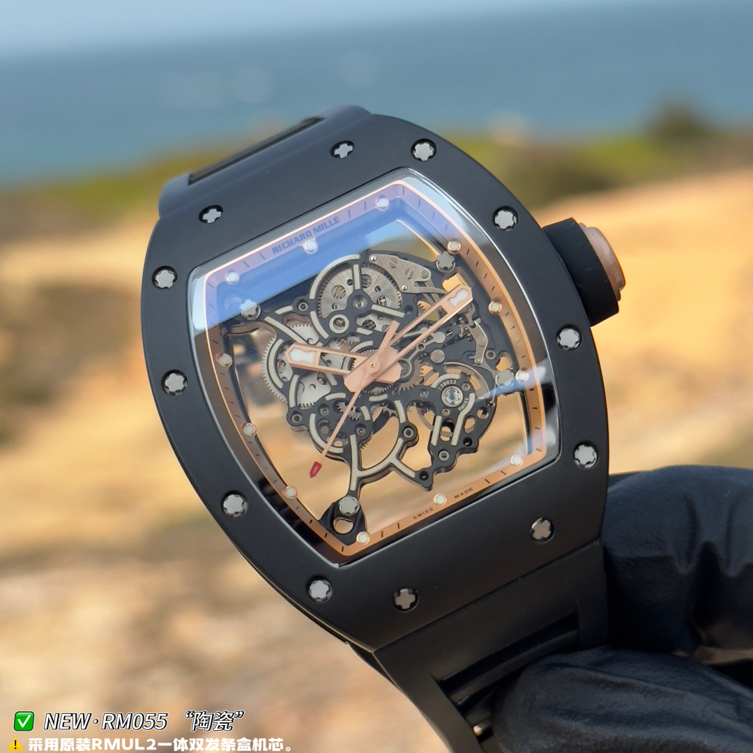 Richard Mille RM 055 RM055 White Ceramic Rubber strap 49.90 x 42.70 mm Configuration 0FBA99 1:1 Superclone - Image 2