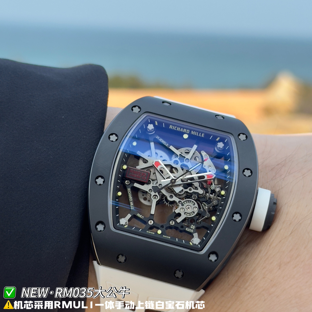 Richard Mille RM 035 RM035 Black Rubber strap Manual-wind Configuration 91937B 1:1 Superclone - Image 6