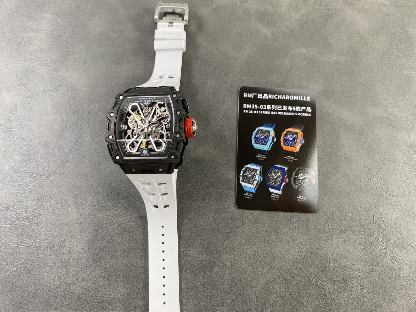 Richard Mille RM 035 RM35 Carbon composite 43.15 x 49.95 mm Skeleton / openworked CLEAN Factory Configuration 684098 1:1 Superclone - Image 7