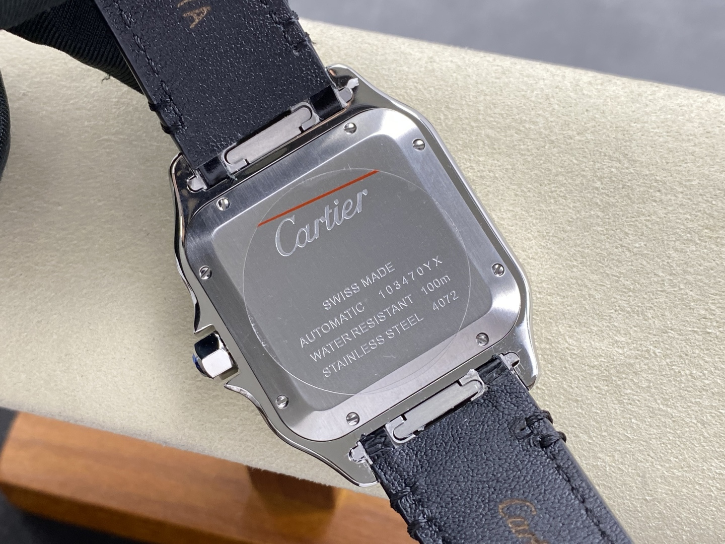 Cartier Santos Stainless steel Rubber strap 39.8 x 47.5 mm Configuration BCAA11 1:1 Superclone - Image 6