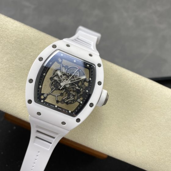 Richard Mille RM 055 RM055 White Ceramic Rubber strap 49.90 x 42.70 mm Configuration 35C7FE 1:1 Superclone