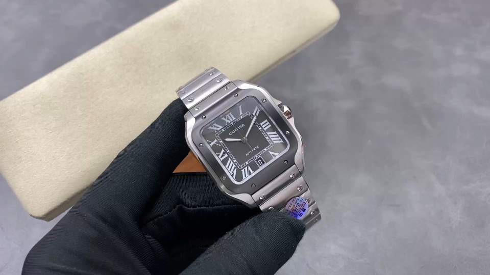 Cartier Santos Stainless steel Rubber strap 39.8 x 47.5 mm Configuration B6455C 1:1 Superclone