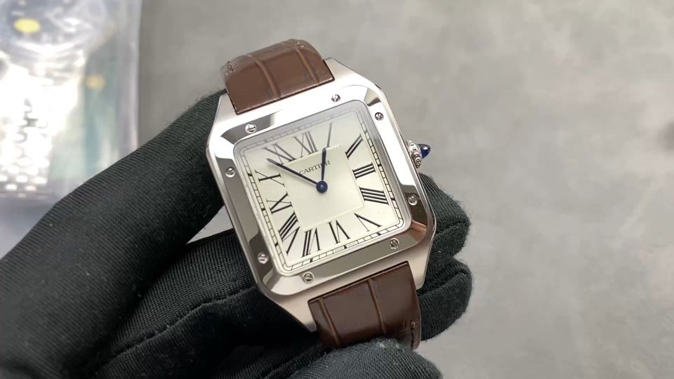 Cartier Santos-Dumont Stainless steel Blue dial Blue Leather strap 1:1 Superclone