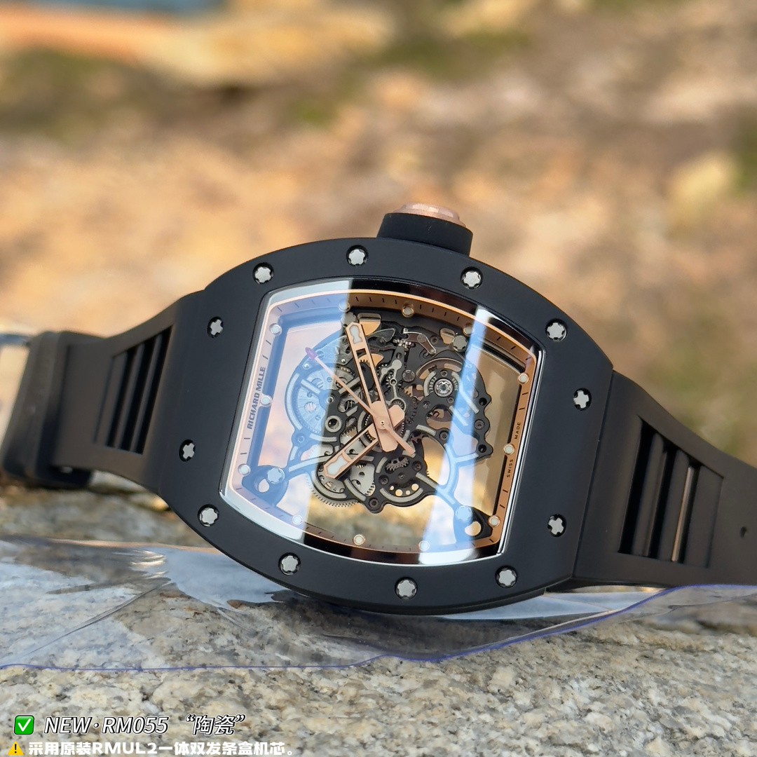 Richard Mille RM 055 RM055 White Ceramic Rubber strap 49.90 x 42.70 mm Configuration 0FBA99 1:1 Superclone - Image 7