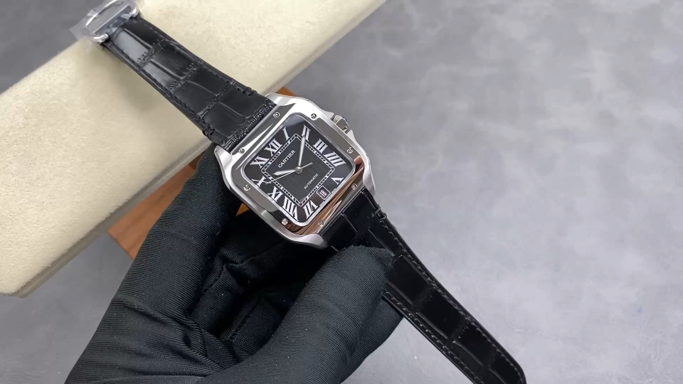 Cartier Santos Stainless steel Rubber strap 39.8 x 47.5 mm Configuration 1B36D8 1:1 Superclone