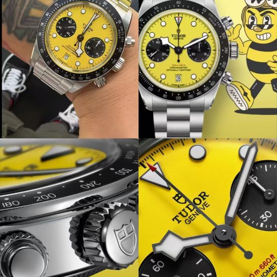 Tudor Black Bay Stainless steel Yellow dial Stainless-steel bracelet 39 mm Configuration 49063A 1:1 Superclone