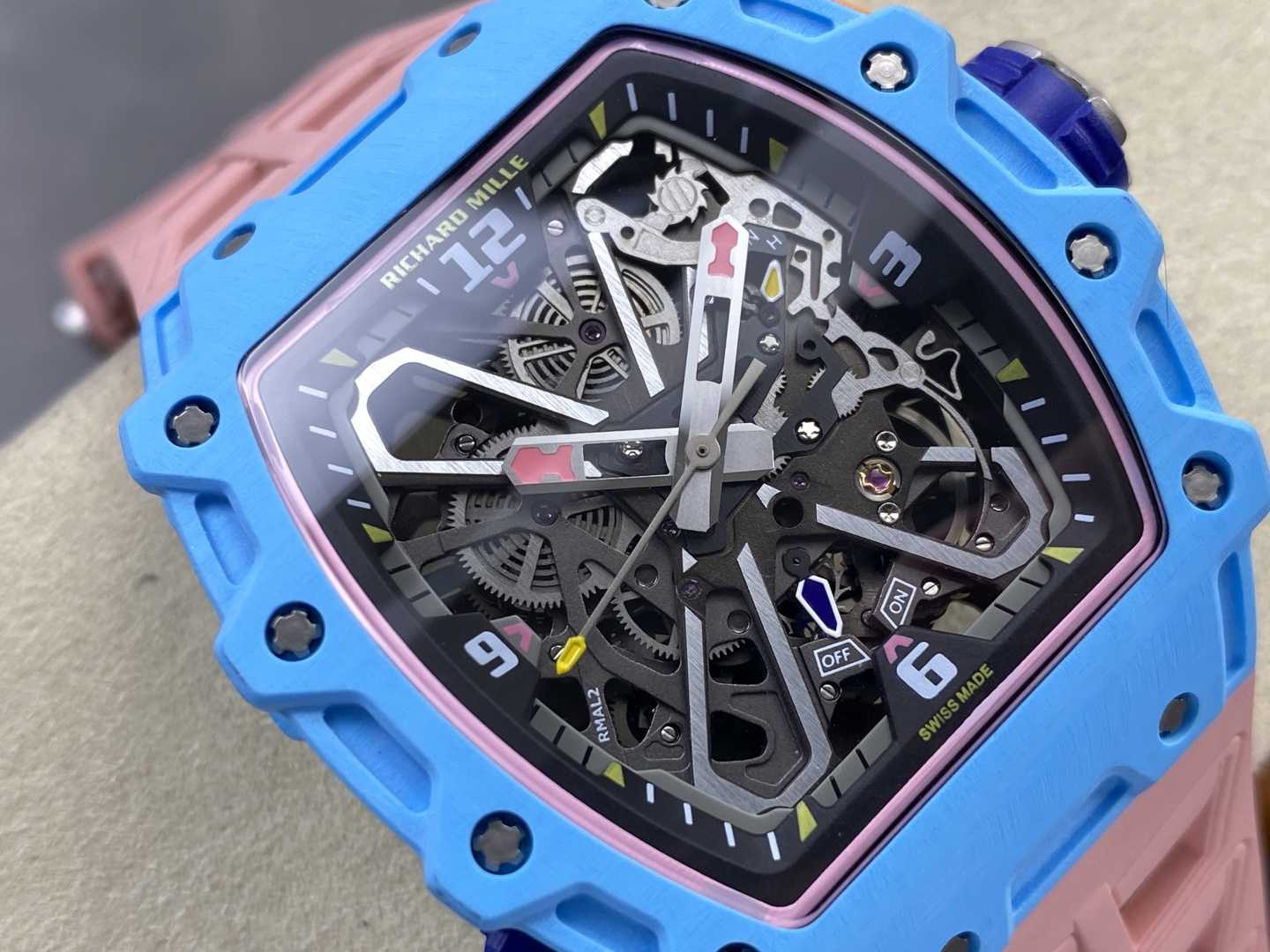 Richard Mille RM 035 RM35 Carbon composite 43.15 x 49.95 mm Skeleton / openworked CLEAN Factory Configuration FDC8A8 1:1 Superclone - Image 11