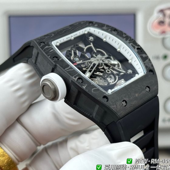Richard Mille RM 055 RM055 Black Carbon composite Rubber strap 49.90 x 42.70 mm Configuration 16D0ED 1:1 Superclone
