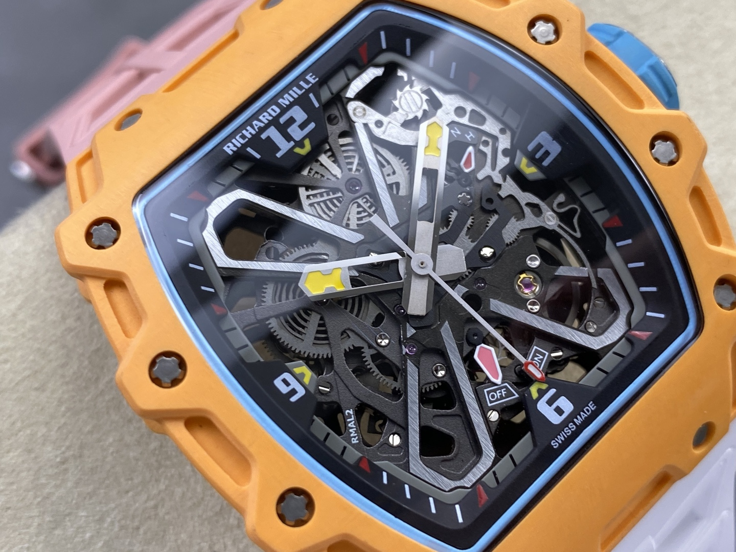 Richard Mille RM 035 RM35 Carbon composite 43.15 x 49.95 mm Skeleton / openworked CLEAN Factory Configuration 09FB4D 1:1 Superclone - Image 11