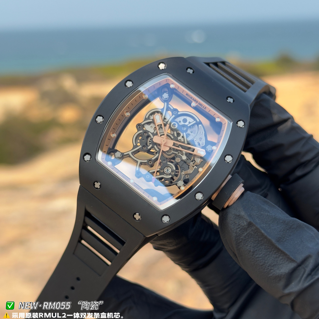 Richard Mille RM 055 RM055 White Ceramic Rubber strap 49.90 x 42.70 mm Configuration 0FBA99 1:1 Superclone - Image 9