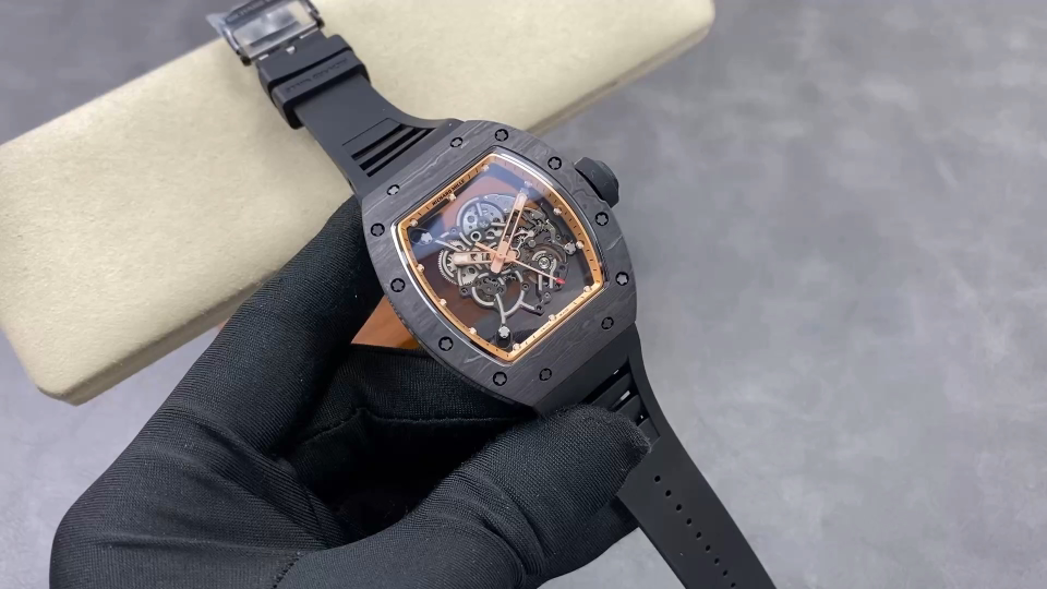 Richard Mille RM 055 RM055 Carbon composite Rubber strap 49.90 x 42.70 mm Configuration 2D63CB 1:1 Superclone