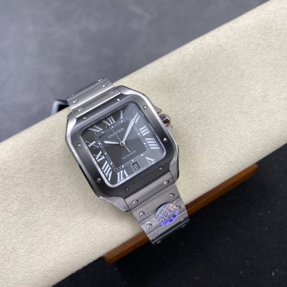 Cartier Santos Stainless steel Rubber strap 39.8 x 47.5 mm Configuration 54A18D 1:1 Superclone