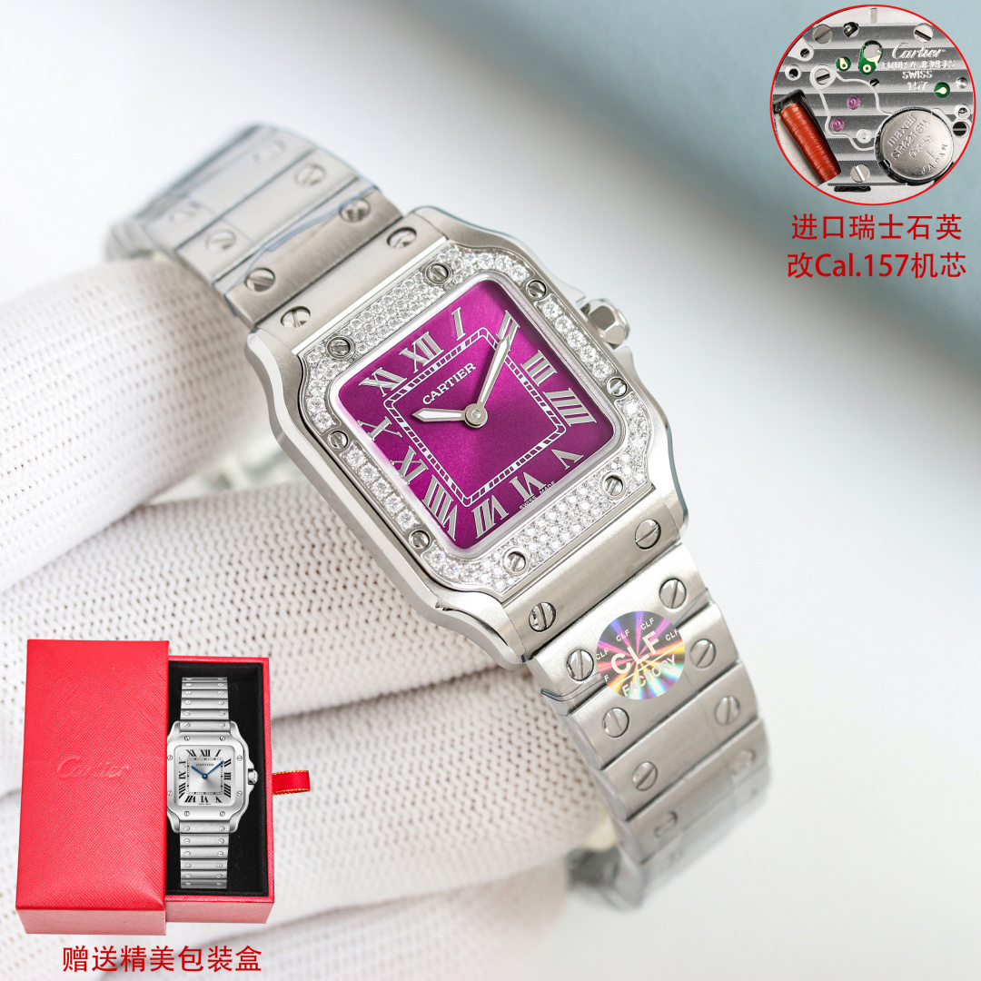 Cartier Santos Silver dial 27 mm CLF Factory Configuration 63DC3C 1:1 Superclone - Image 7