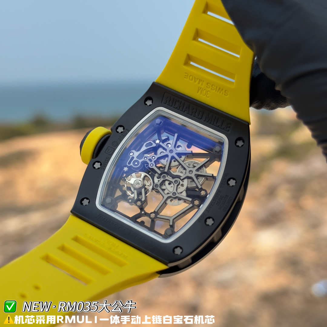 Richard Mille RM 035 RM035 Black Rubber strap Manual-wind Configuration 4F42DA 1:1 Superclone