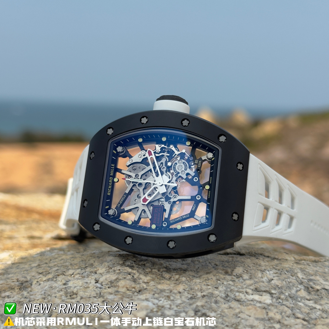 Richard Mille RM 035 RM035 Black Rubber strap Manual-wind Configuration 91937B 1:1 Superclone - Image 8